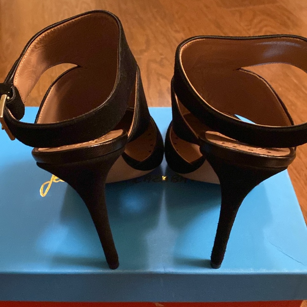 NIB Jean-Michel Cazabat Black+Black Estelle Cut-Out Pump Suede Heels, 5” High - Picture 6 of 8